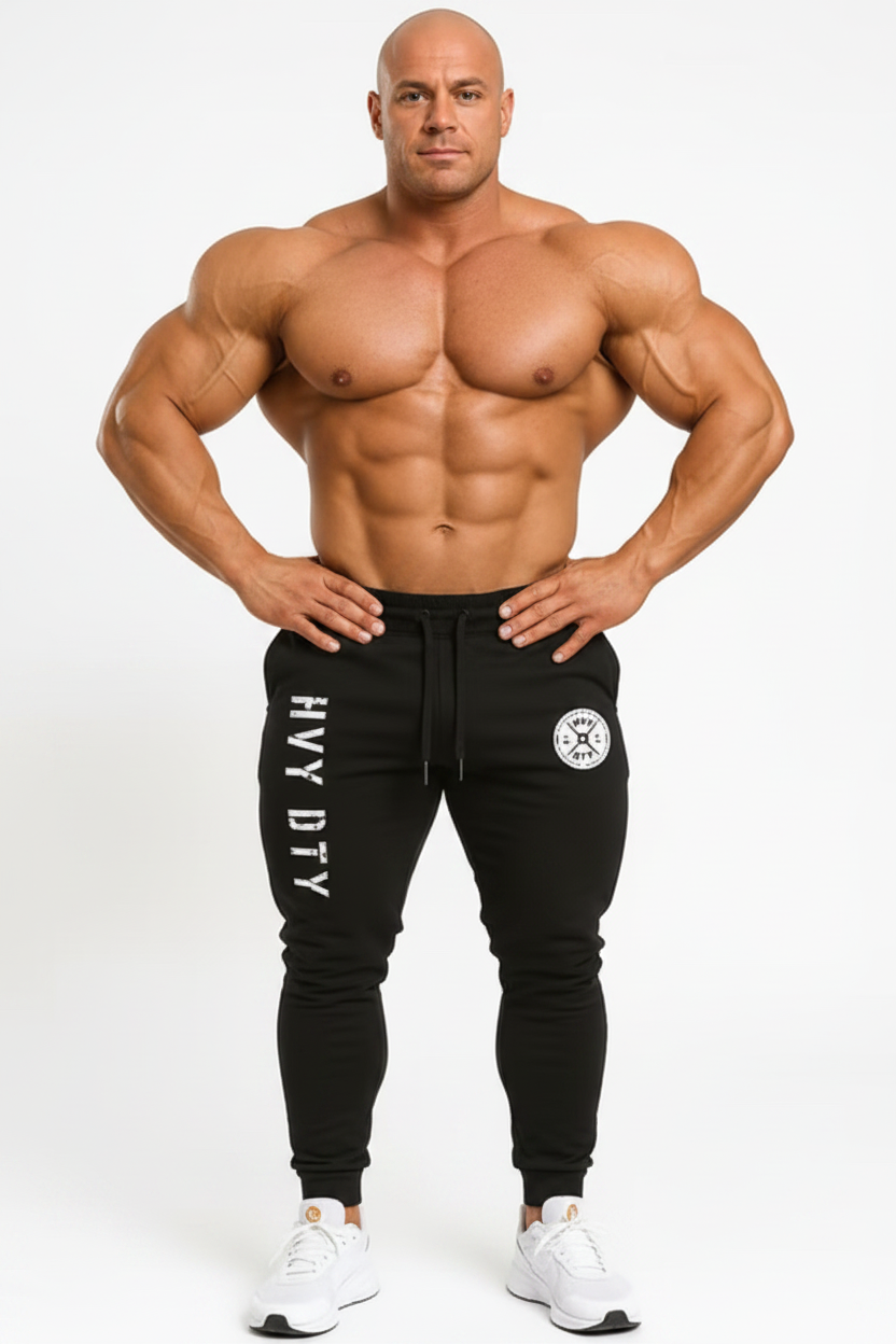 Realistic athletic model wearing HVY DTY pants